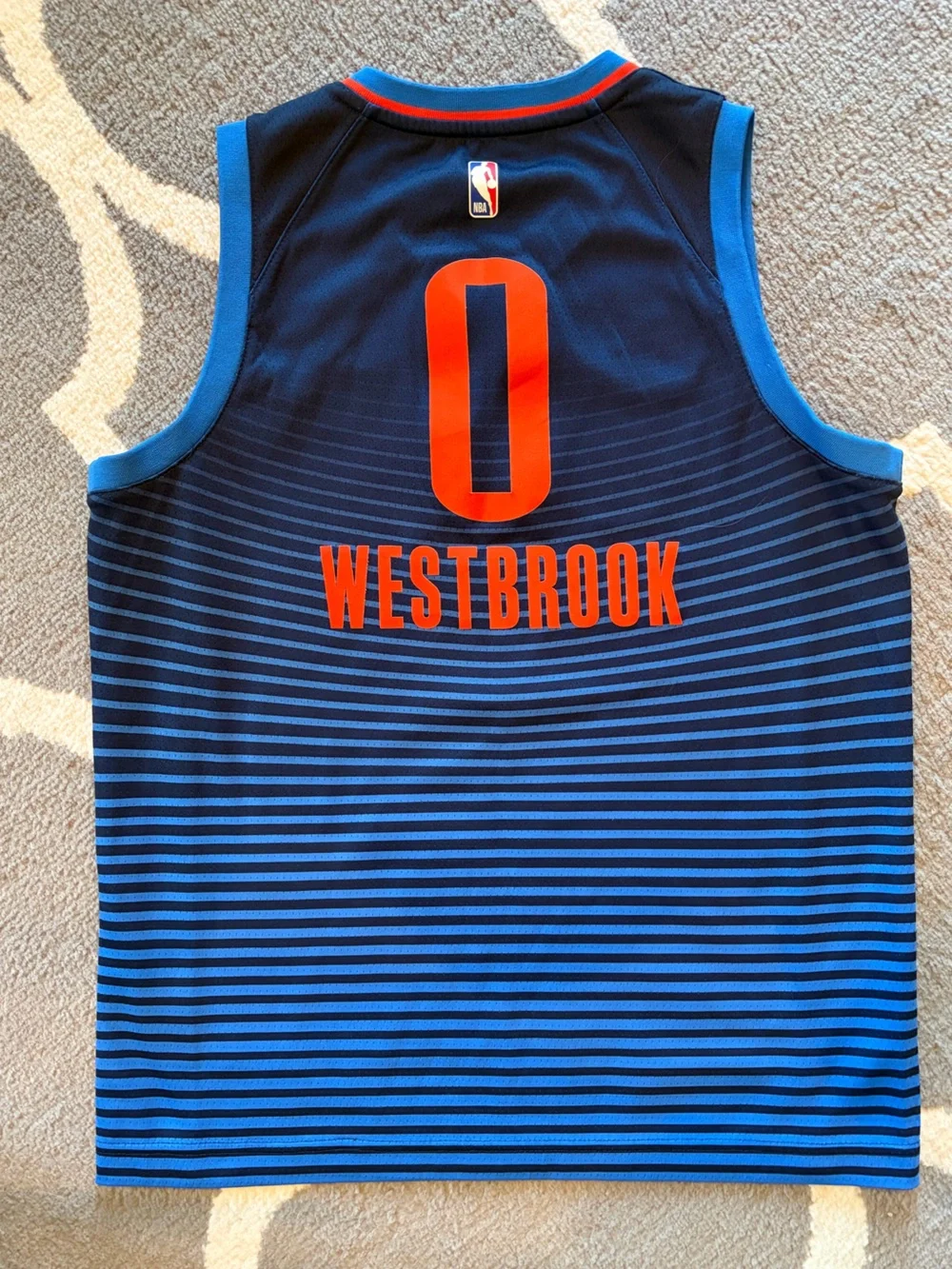 Nike L Russell Westbrook Kids OKC Basketball Jersey with Orange Accents